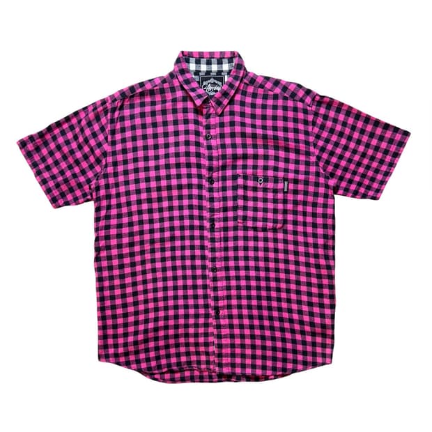 stussy 체크 반팔셔츠