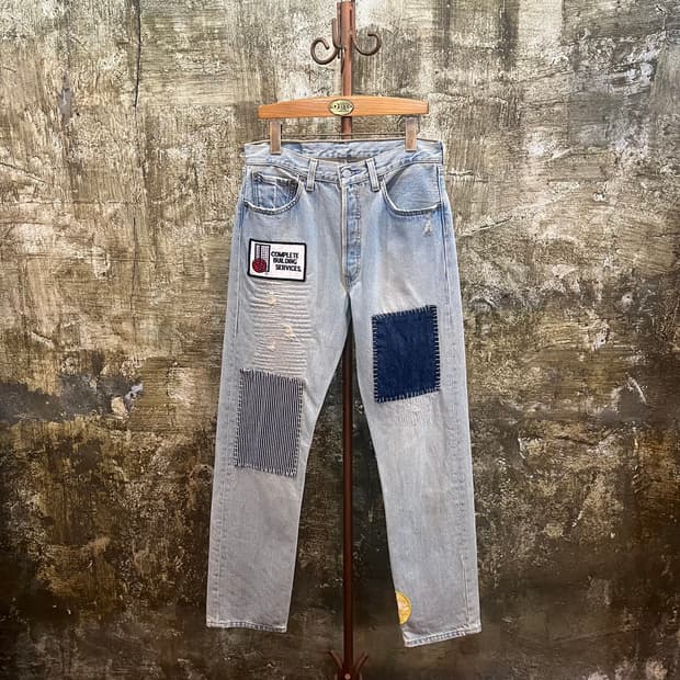 00s USA 리바이스 501 패치 데님 팬츠