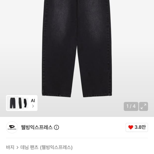 웰빙익스프레스 embroidered patch jeans black m
