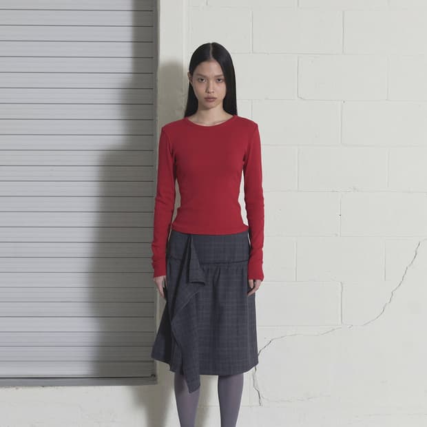 오데스 체크 미디스커트2