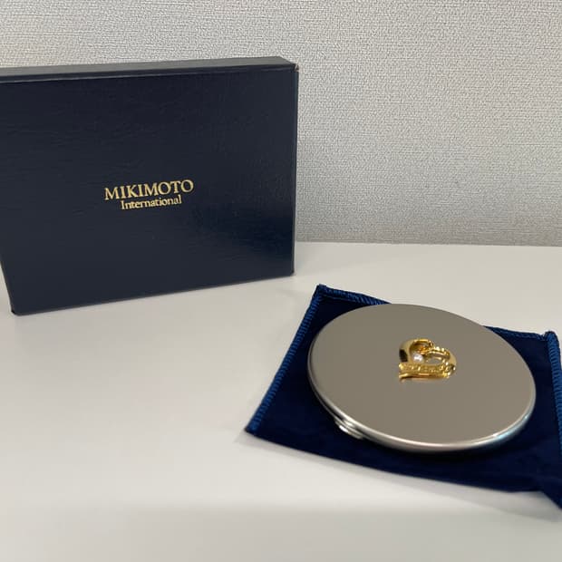 미키모토 오픈 하트 아코야 진주 컴팩트 미러 휴대용 거울 MIKIMOTO
