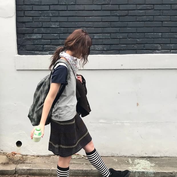 코이세이오 스트라이프 니트 스커트 브라운 2