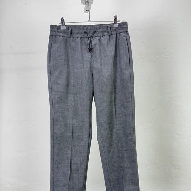 몽클레르 그레이 멜란지 드로스트링 웨이스트 팬츠