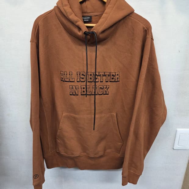 오버캐스트 레터링 로고 기모 후드티 M 오버핏 