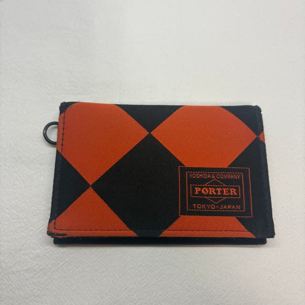 요시다 포터 다이아몬드 체크 패턴 카드 지갑