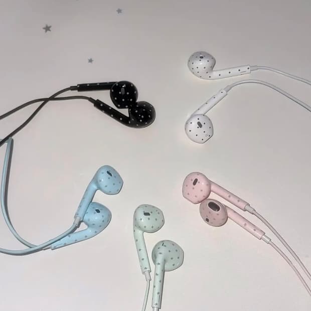 도트 땡땡이 별 위시코어 파스텔 줄이어폰 미사용 새상품
