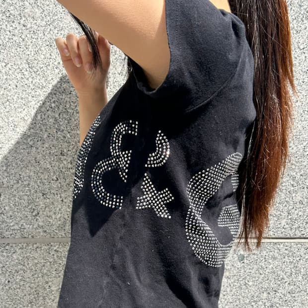 D&G 돌체앤가바나 라인스톤 티셔츠 빈티지
