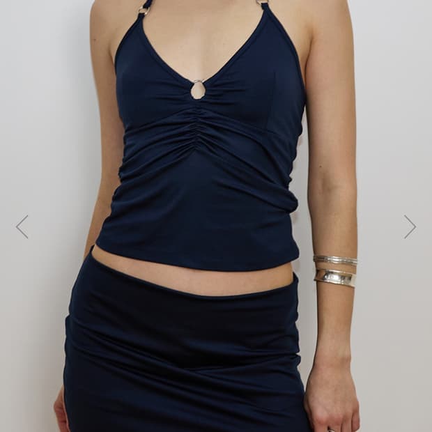 투머치택스 홀터 오링 탱크 탑 네이비