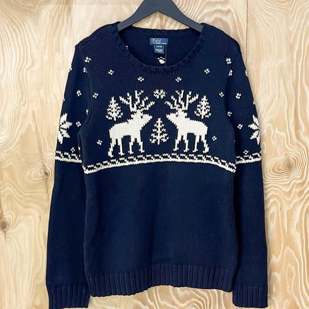 폴로 랄프로렌 노르딕 스노우 플레이크 디어 니트