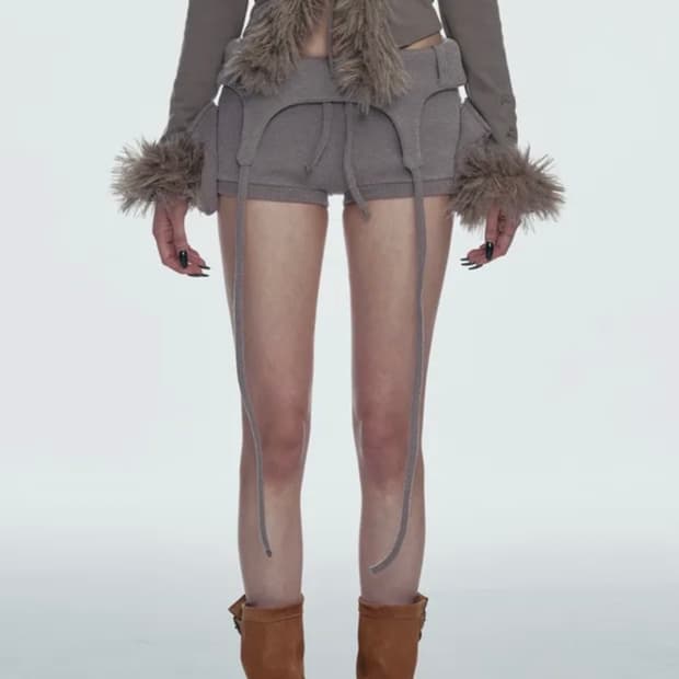 BOLD LOGO POCKET KNIT SHORTS_BROWN