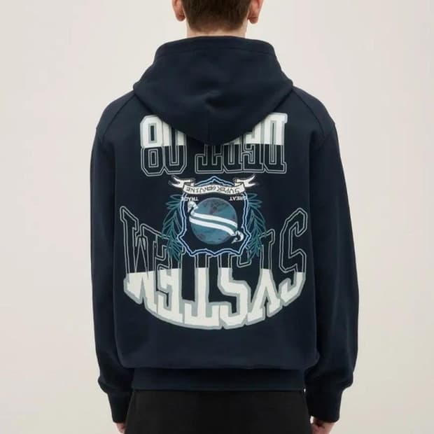 한섬 시스템 2023 백프린트 후드 스웨트셔츠 105사이즈