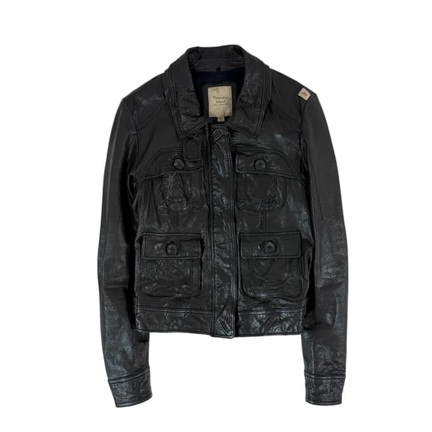 빈티지 양가죽 버튼 가죽자켓 s