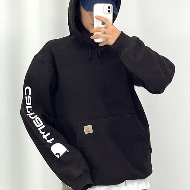 [L]CARHARTT 브라운 후드티셔츠