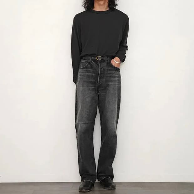  [4] 오라리 24AW 셀비지 와이드 데님 블랙