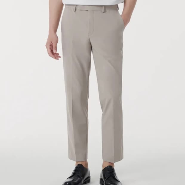 테이퍼드 히든 밴딩 크롭 슬랙스