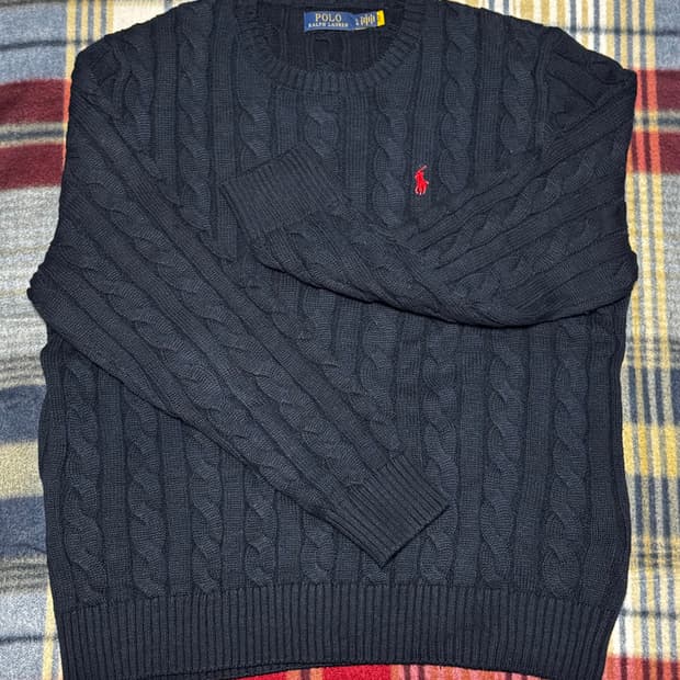 폴로 랄프로렌 케이블 스웨터 (네이비, L)  