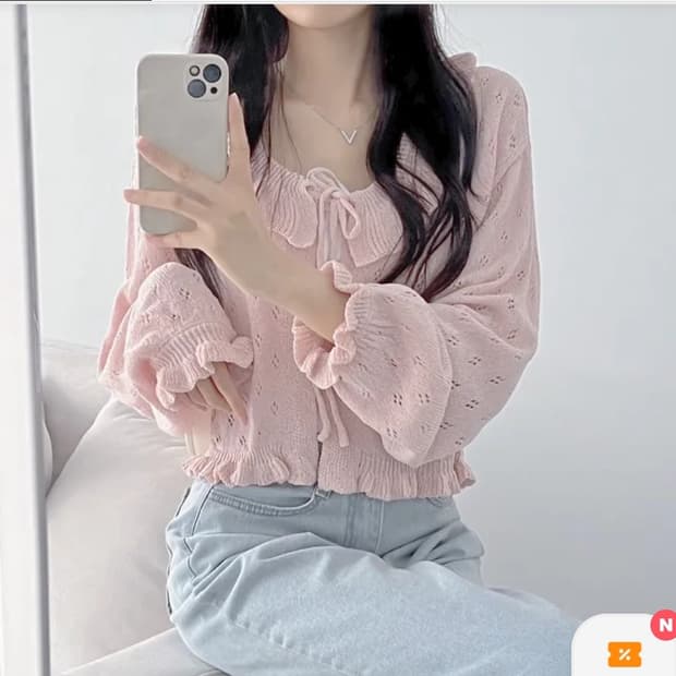 [새상품] 세일러 리본 니트 가디건