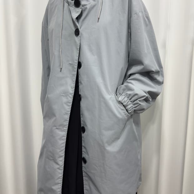 soft blue hood button coat