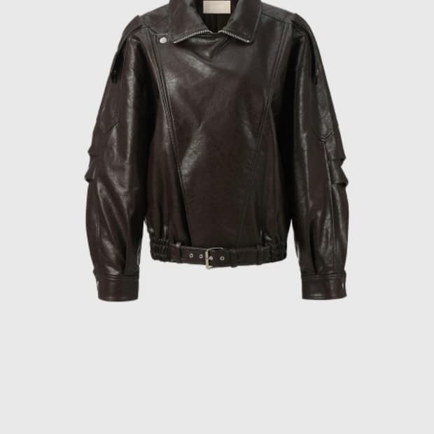 퀸스래빗 Trim Oversized Leather Jacket
