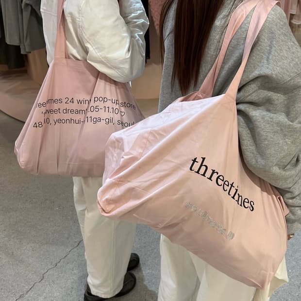 쓰리타임즈 팝업 에코백