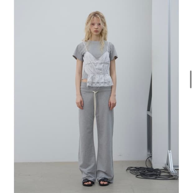 DOUBLE WAIST JERSEY PANTS (MELANGE GREY)