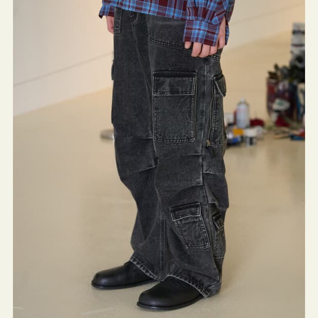 웨이비니스 노운 파라슈트 카고 데님 팬츠