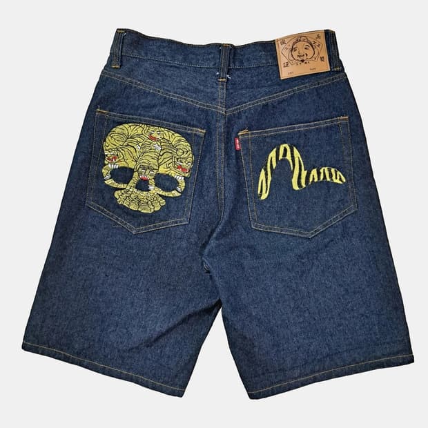 Evisu 자수 데님 반바지