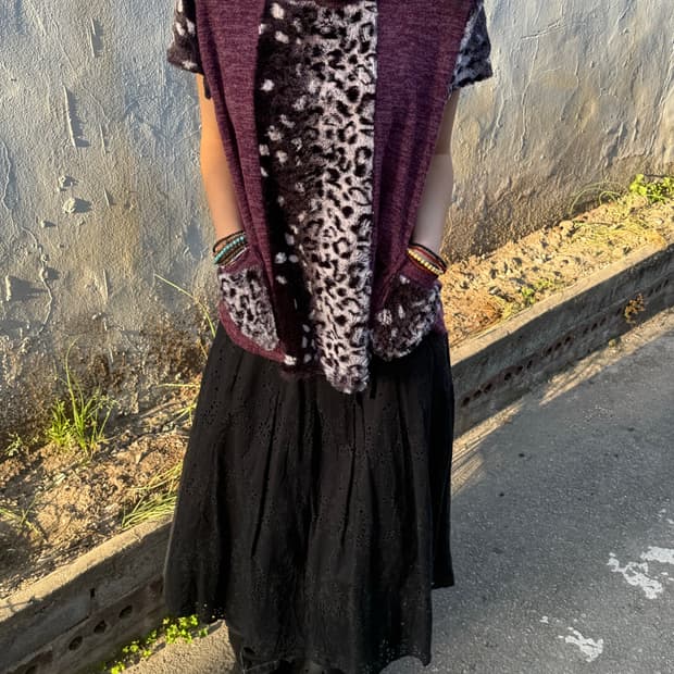 레오파드 포켓 레이어드 코디 세트 