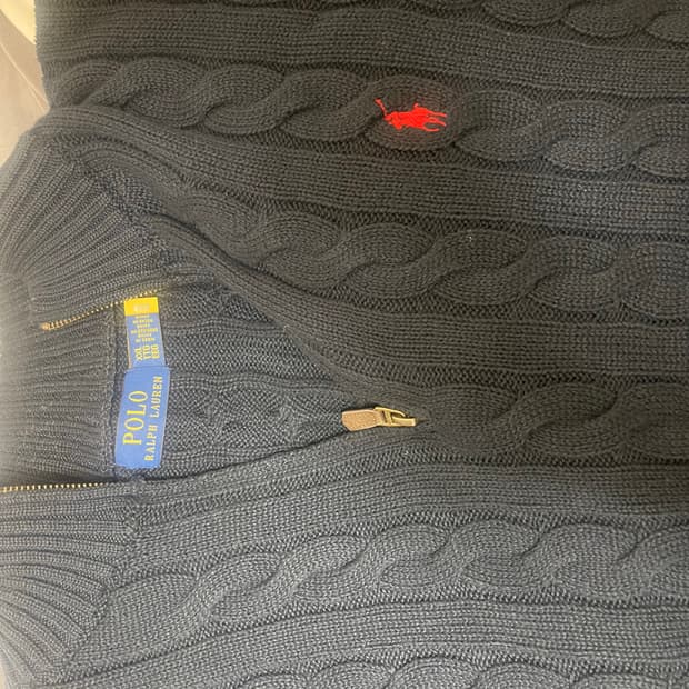 폴로 하프집업 꽈배기 니트