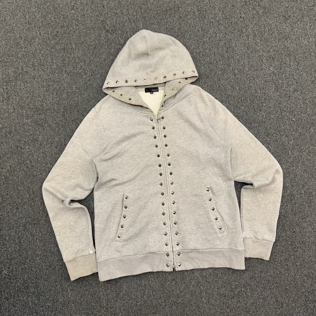 M)M2SQUARED 빈티지 그레이 스터드 투웨이 후드집업