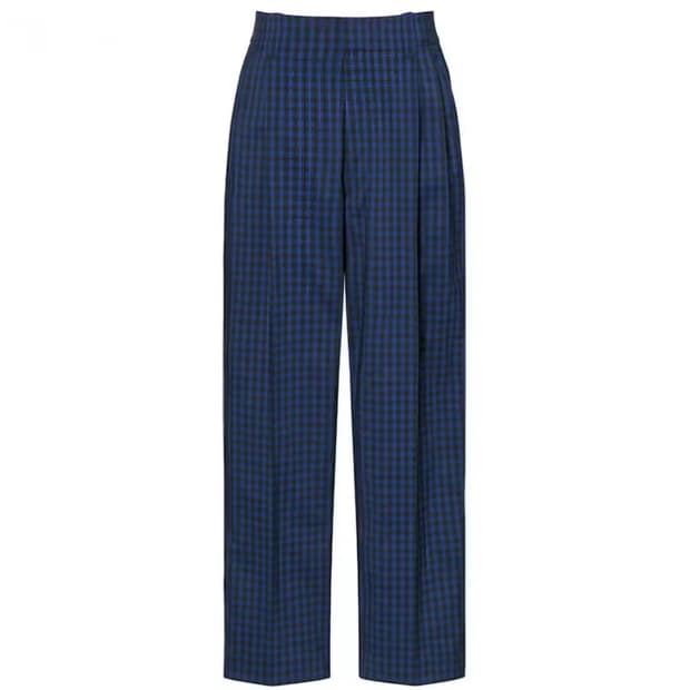 유니클로 x 마르니 와이드 핏 체크 턱 팬츠 블루 L 새제품