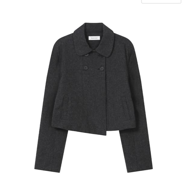 미세키서울 와비 라운드 칼라 더블 자켓 차콜