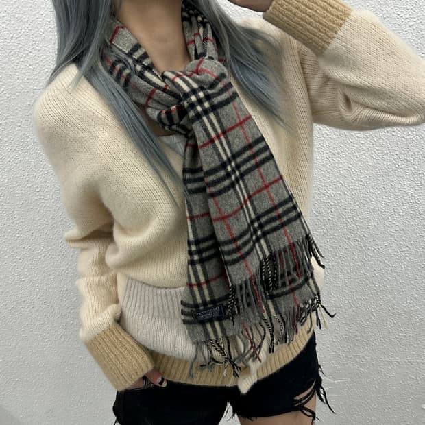 버버리 그레이 노바체크 램스울 머플러