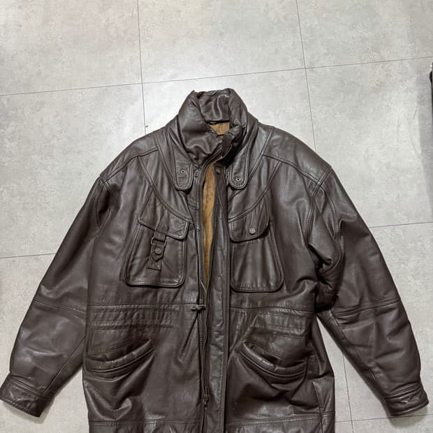  90s   브라운 컬러  소가죽   빈티지  헌팅    자켓  105s