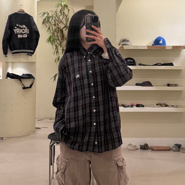 버버리 빈티지 체크 버튼다운 셔츠 U696