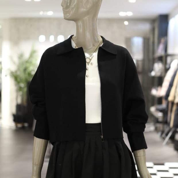 24 SISLEY 시슬리 카라넥 집업 가디건 F