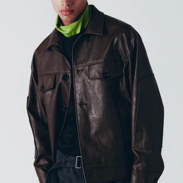 애니타임로릭 튤립 레더 자켓 브라운 