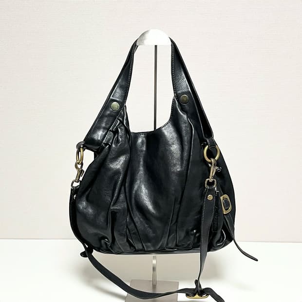 Bardot Rose 빈티지 리얼 블랙 레더 2way 크로스백