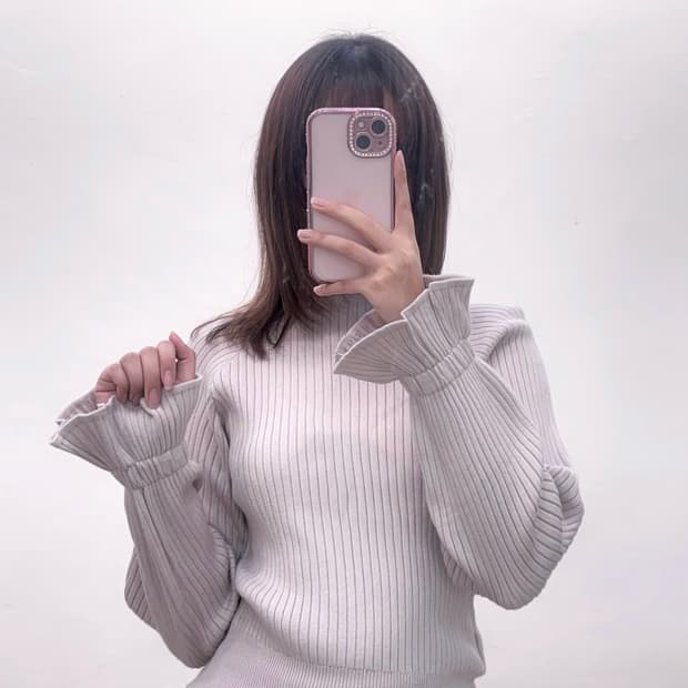 스나계 골지 프릴 니트 블라우스