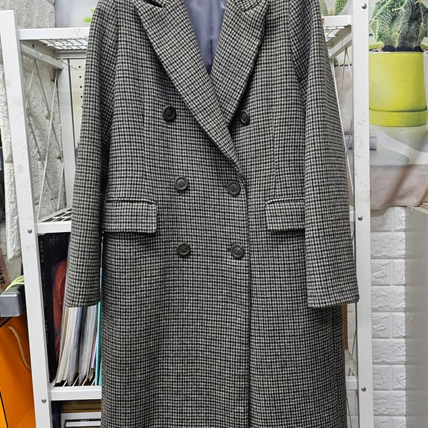 지오송지오 여성 체크 롱코트 66~슬림77 더블코트 AD35