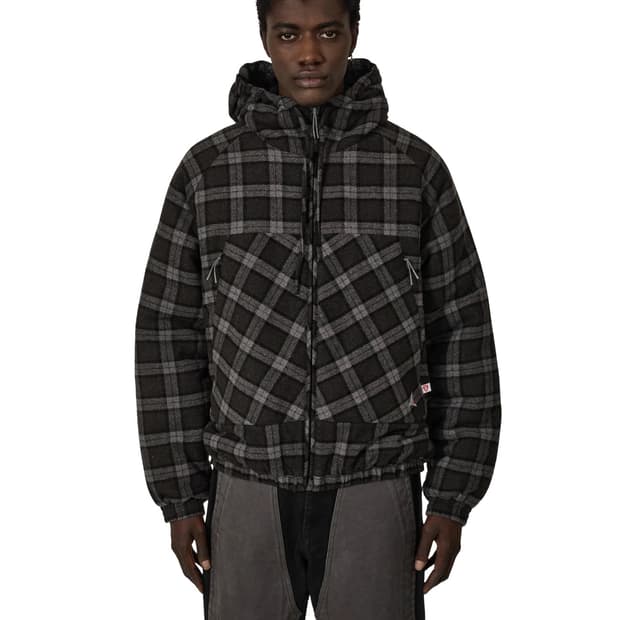 [L,XL]로아 하이킹 25fw 체크 울 후드 자켓