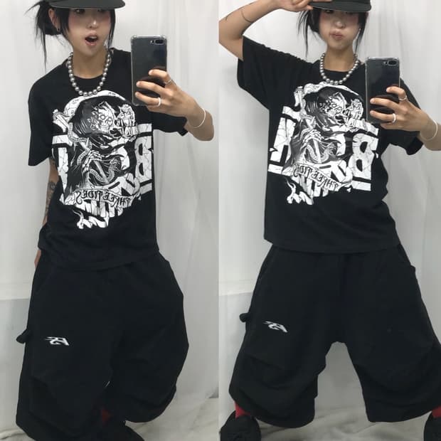 < Bounty Hunter Skull Printing T-shirt >