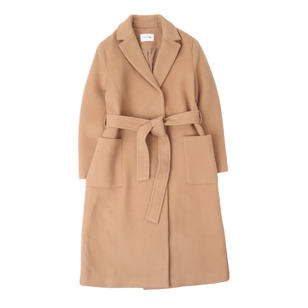 라코스테 우먼스 베이지 울 캐시미어 로브 코트