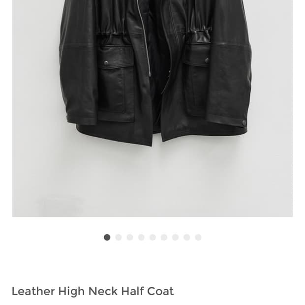 유스 레더 하이넥 하프 코트 L