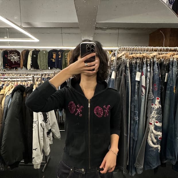 OS)일본 빈티지 xoxo y2k 여성 후드집업