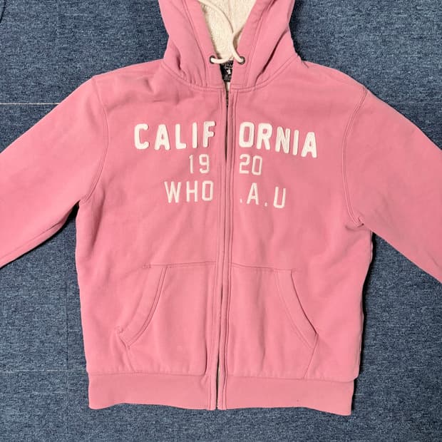 후아유 핑크 후드집업