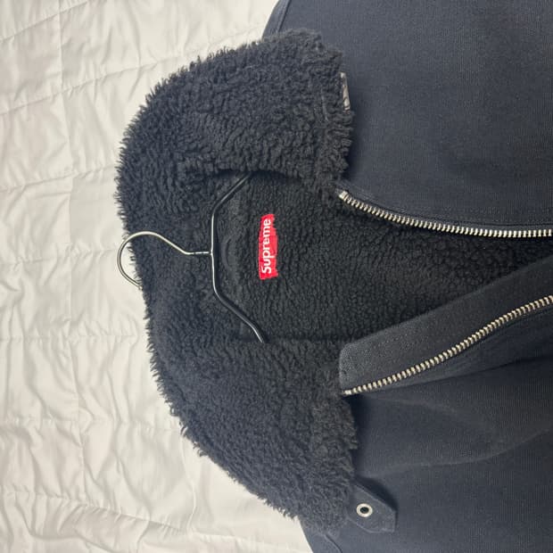 슈프림 25FW 포우 셔링 라인드 봄버 자켓 블랙 L사이즈 중고 판매