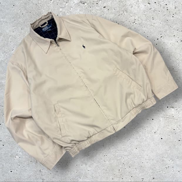 [L] 폴로 랄프로렌 베이지색 코튼 블루종 집업 자켓 D664