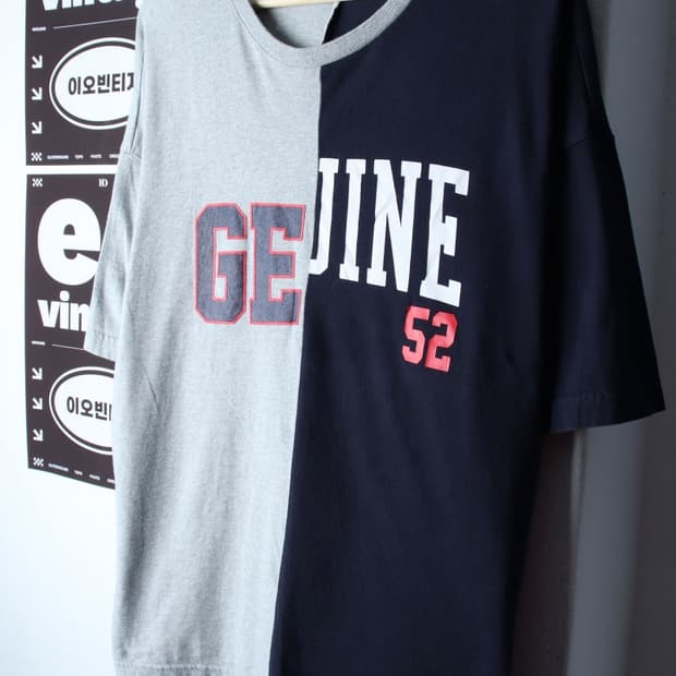 (M-XL) 에비수 반팔 티셔츠 콜라쥬 Y2K 투톤 올드스쿨-H34170
