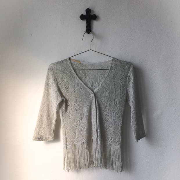 Fringe point lace cardigan